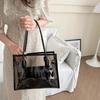 2pcs/set PU Leather Clear PVC Handbag Fashion PVC Composite Tote Bags  Shopping