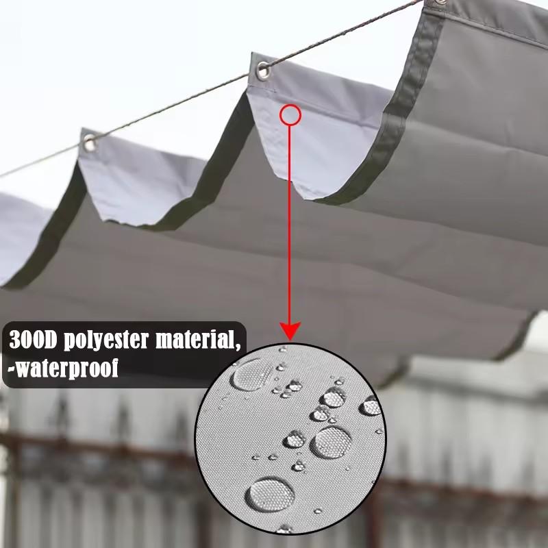 Outdoor Waterproof Perforated Wave Sunshade Sail Patio Pergola Sun Shading Awning Retractable Shading Cover With Accessories