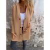 Women Solid Button Hooded Pocket Jacket Casual Loose Red Grey Streetwear Autumn Winter Jackets Coat Outerwear Fall Tops