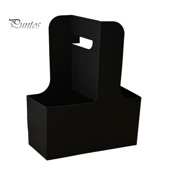 10 Pcs Disposable To-go Drink Carrier 2 or 4 Cup Paperboard Cup Holder with Handle Hot or Cold Drinks Carrier Box for Food Delivery Takeaway