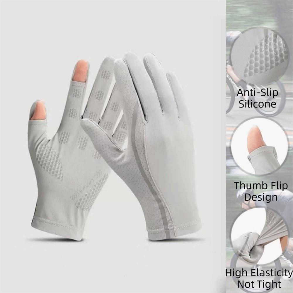 Reflective Ice Silk Riding Gloves Waterproof Summer Driving Mittens Fitness Sports