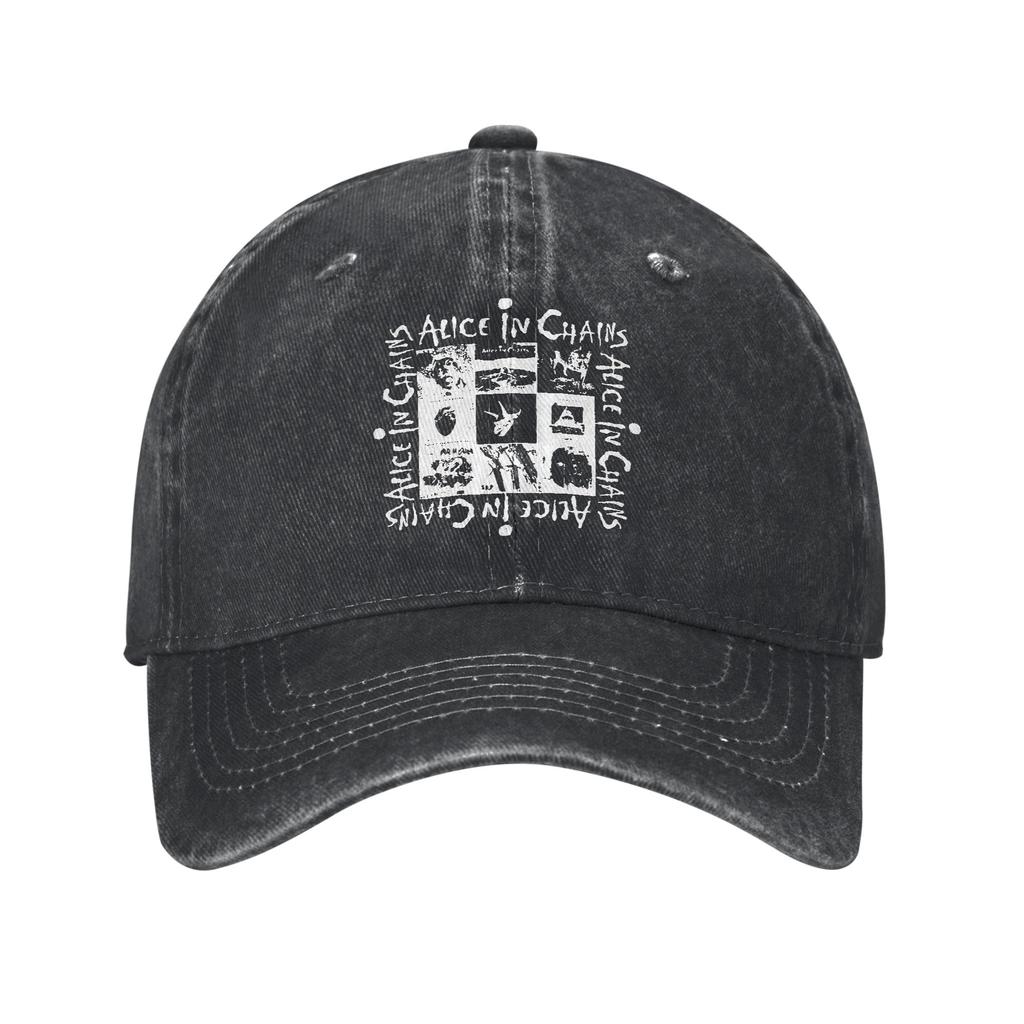 Alice In Chains Rockmusikband Unisex Baseballkappe Used-Look Baumwollmützen Kappe Vintage Outdoor-Workouts Geschenk Snapback-Kappe