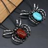 Natural Shell Alloy Necklace Spider-Shaped Brooch Pendant Charms For Elegant Women Love Romantic Gift
