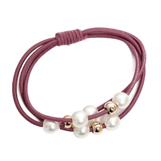 Girl Women Faux Pearl Hair Ring Knotted Rope Beaded Triad Hairband Jewelry Gift