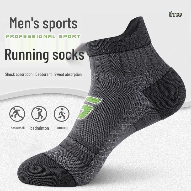 Men's Non-slip Marathon Running Socks, Short, Large Size, for Spring/Autumn, Training, and Mountaineering Sports