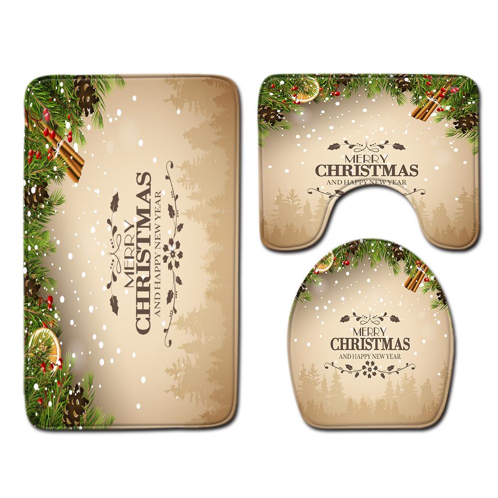 

Christmas Bathroom Floor Mat Toilet Three-Piece Set 45cmx75cm