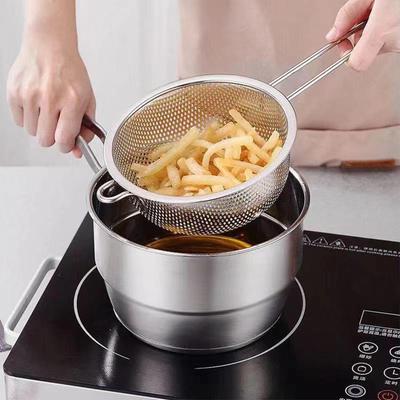 Stainless Steel Colander with Handle Fine Mesh Skimmer Spoon for Cooking Food Prep Grease Filtering for Pasta Noodles