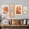 Abstract Mid Century Poster, Boho Terracotta Sun Moon Canvas Painting, Nordic Landscape Print, Wall Art Pictures, Living Room De