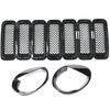 9Pcs Front Grille Grill Mesh Grille Ert Kit + Style Headlight Lamp Cover Trim For Jeep Patriot 2011-2016