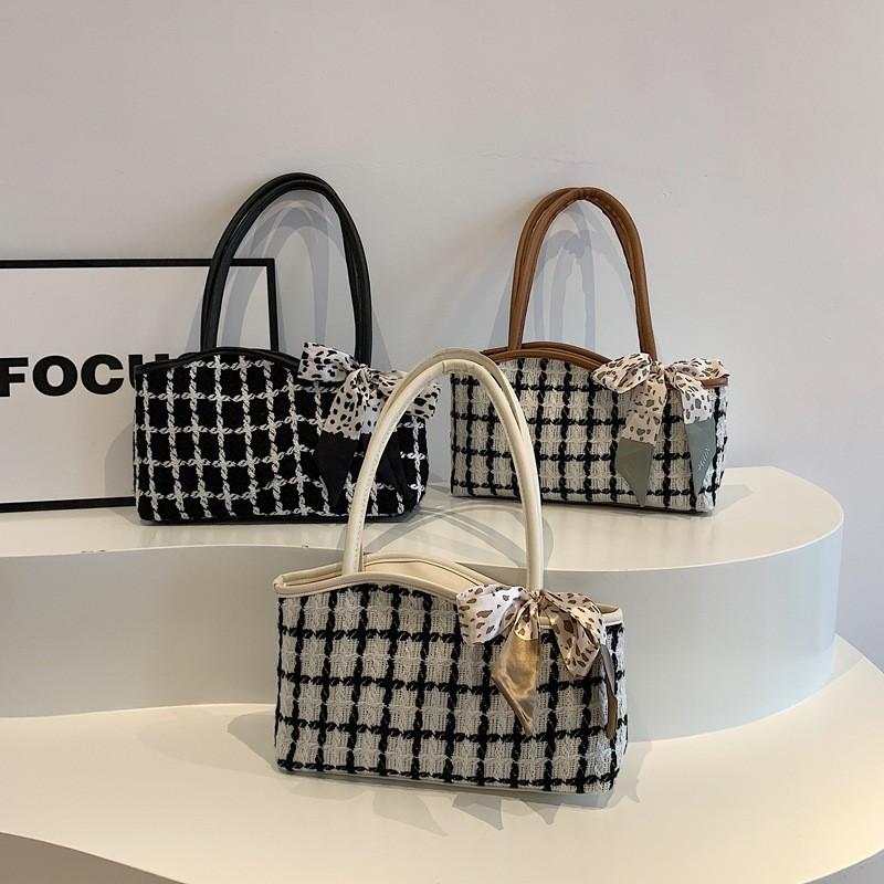 Trendy Plaid Color Block Shoulder Bag For Women Versatile Everyday Use Stylish Handheld Bag