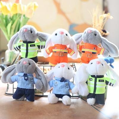Cute Cute Traffic Police Rabbit Pendant Plush Toy Fire Police Rabbit Bag Hanging Keychain Doll