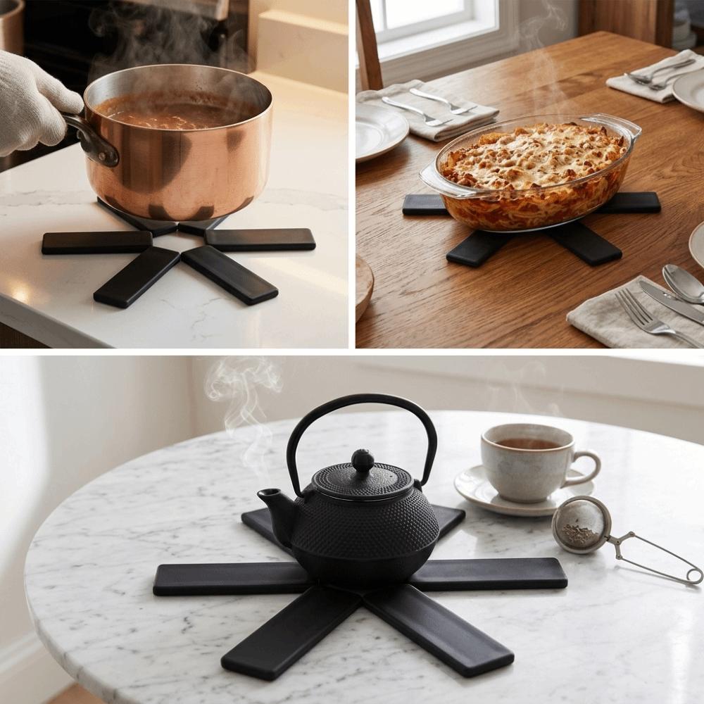 Easy To Wipe ABS Foldable Placemat Heat Insulation Smooth Bowl Coaster Fashion Flexible Insulation Pad Kitchen