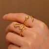 Punk Snake Rings For Women Unisex Gold Color Irregular Coiled Curved Snakes Ring Stainless Steel Waterproof Jewelry Party Gifts