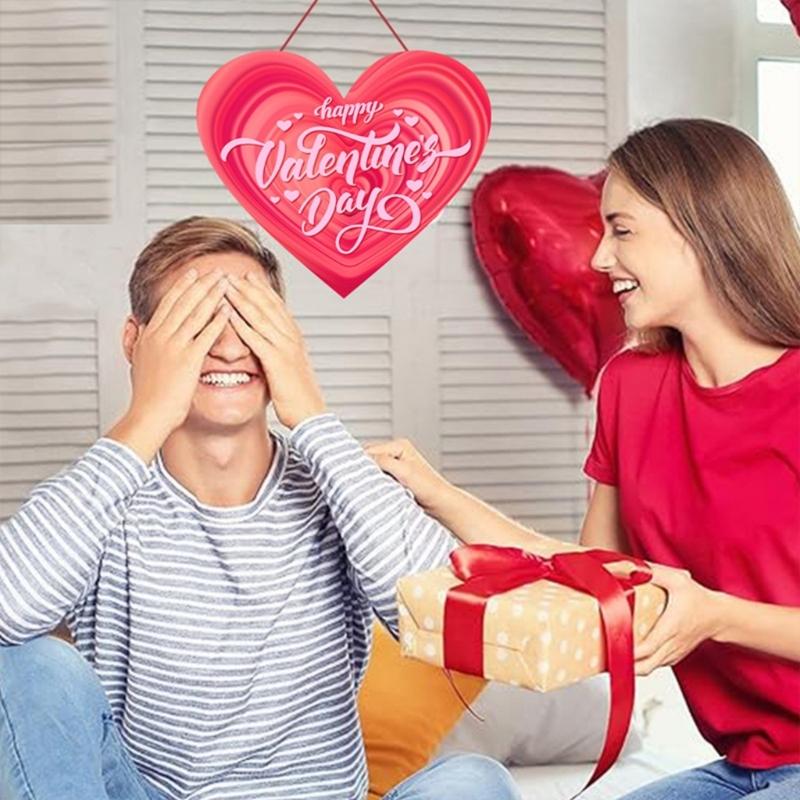 Valentine's Paper Door Hanger for Indoor Outdoor Use Includes Cord Decoration Suitable for Porch Entry