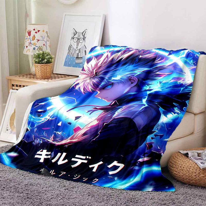 HXH Hunter X Hunter GON FREECSS Killua Zoldyck Cartoon Anime Flannel Blanket,Soft Throw Blanket for Home Bedroom Bed Sofa Gift