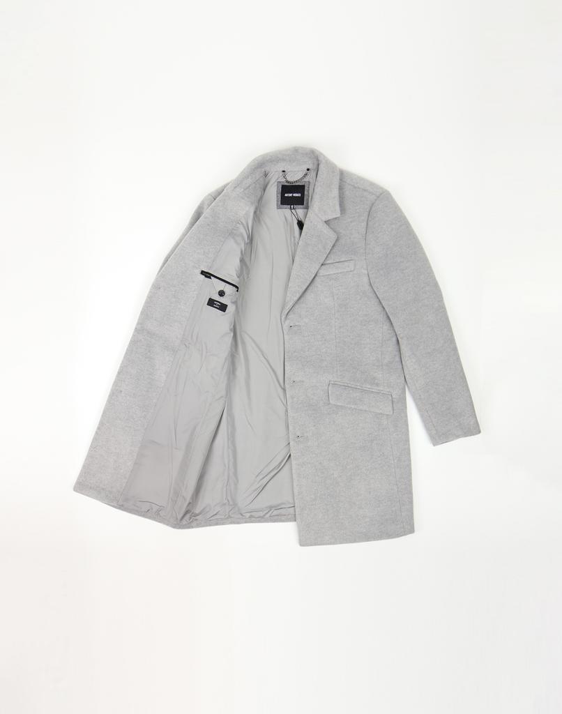 Ikalook Single Three-Button Grey Winter Coat Co107