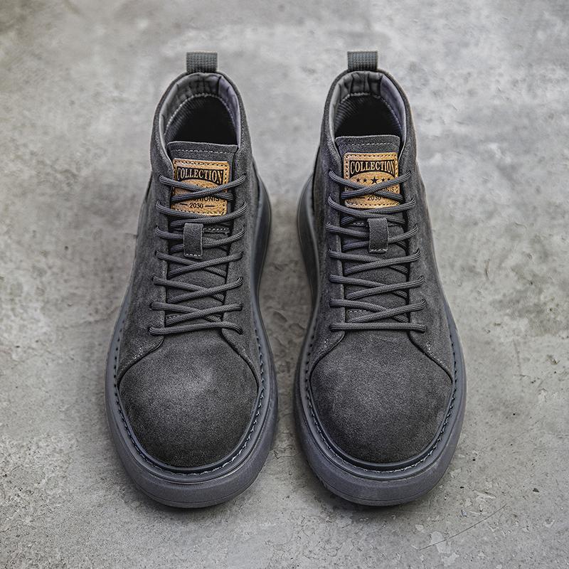 Fashion 2025 Designer Brand High Top Casual Shoes Winter Cotton Men's Business Short Boots Retro Brown Men's Leather Ankle Boots