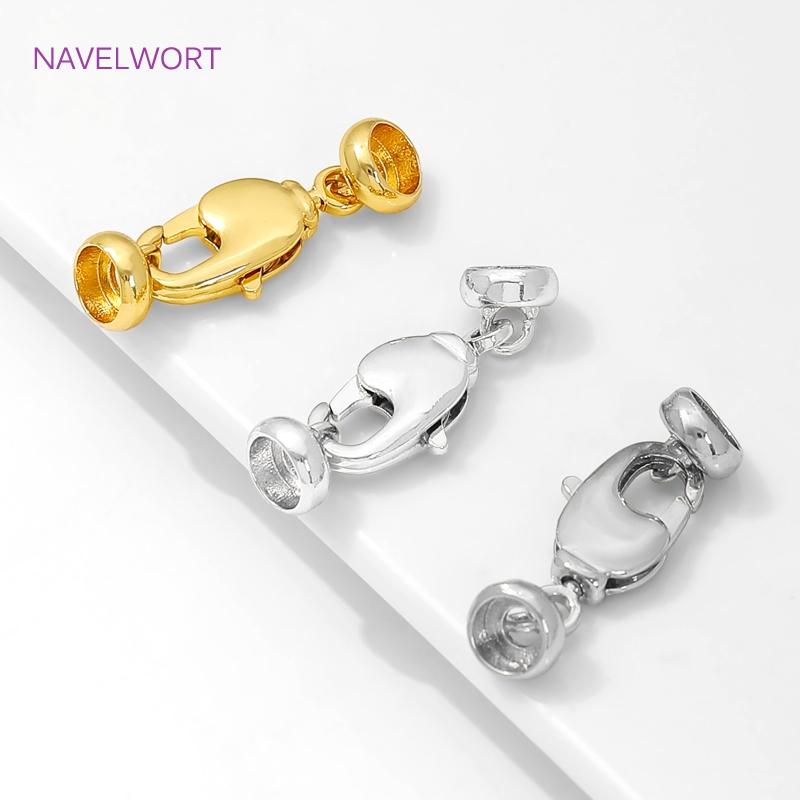 18K Gold Plated Lobster Clasps Hooks Connectors,Clasps For Jewelry,Brass End Caps Fastener,DIY Bracelets Jewelry Making Supplies