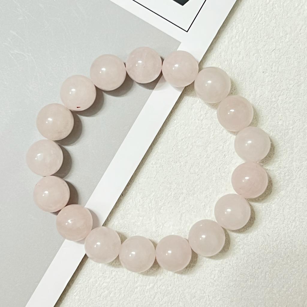 Pink Crystal Bracelet for Women 8mm Round Beads Beaded Bracelets 10mm Semi-Precious Gemstone Bangle Jewelry Gifts