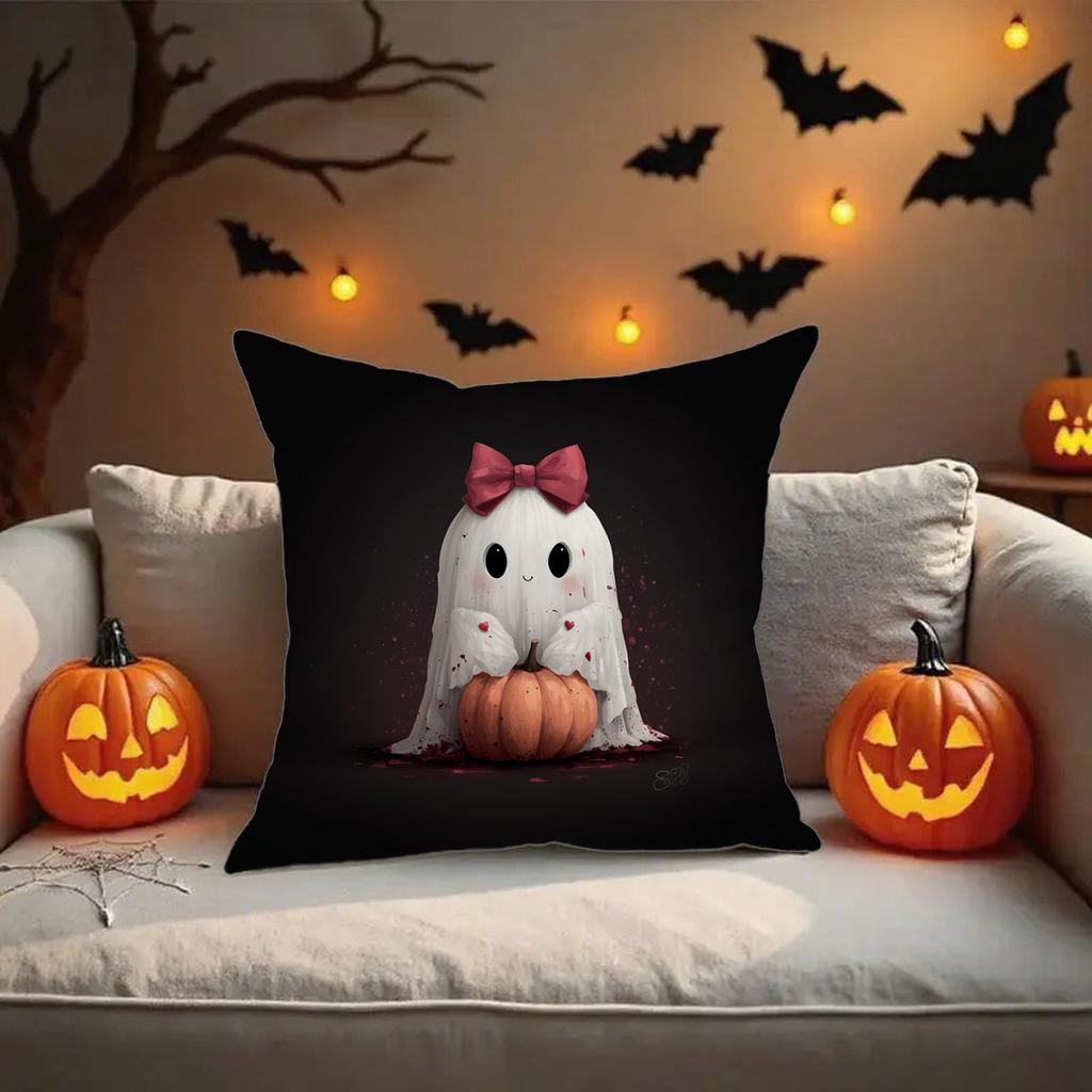 Cute Ghost Pillowcases For Halloweensuitable For Sofa Car Bedroom Decorative Cushion Cover Pillow Cover