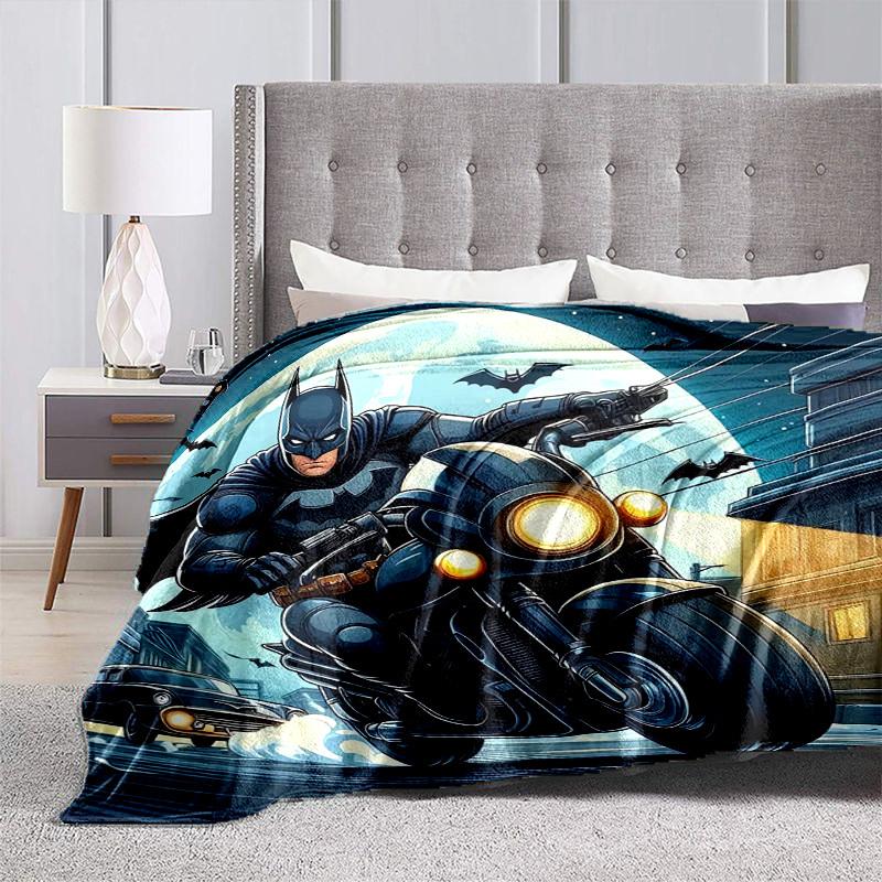 1pc Batman Motorcycle Chase Cartoon Blanket,Portable Throw for Travel & Camping, All Season Cozy Blanket,Ideal Gift