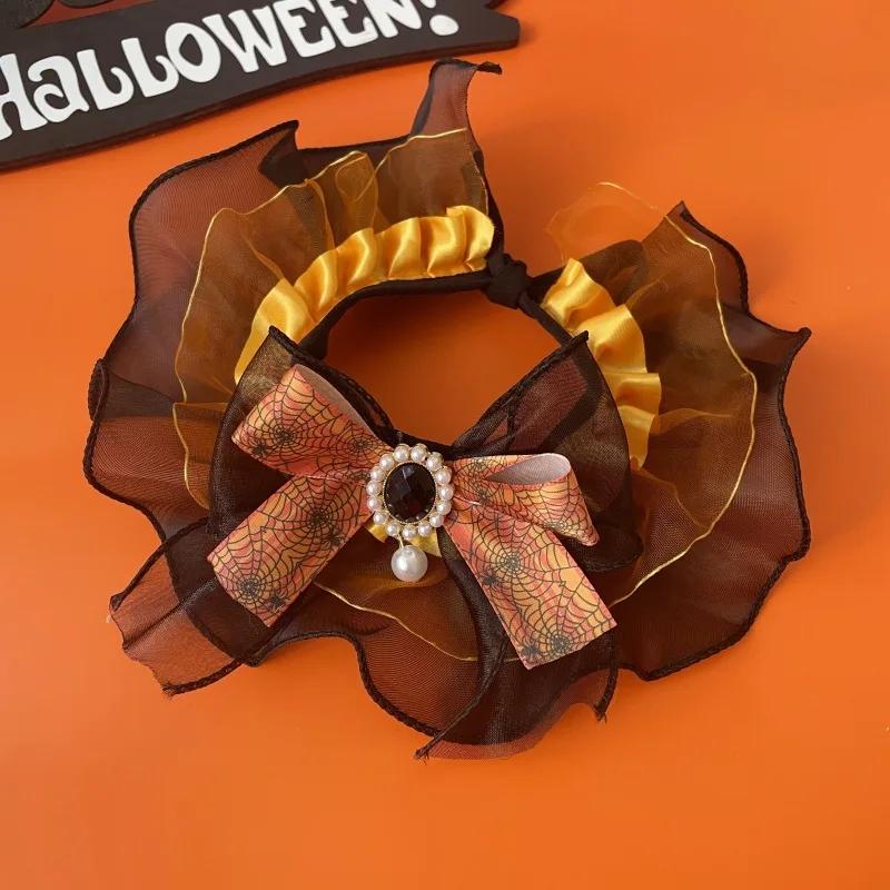 

Оригинальный новый питомец Хэллоуин кружевной бант шарф, украшение для кошки и собаки, смешной ошейник, слюнявчик M