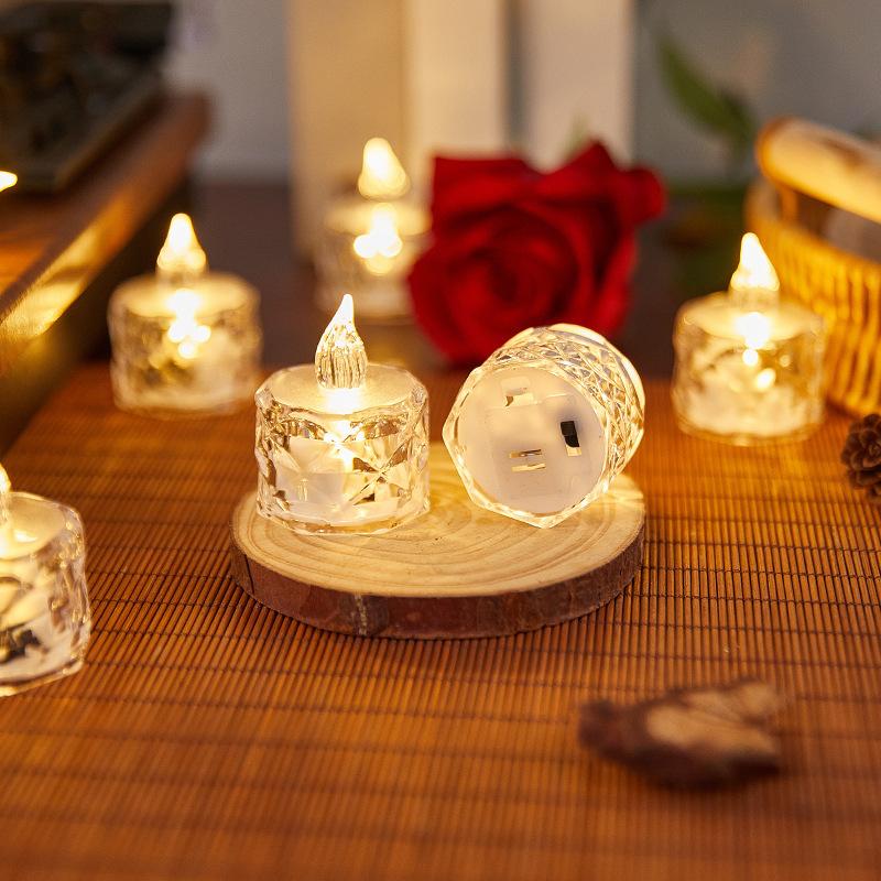 6pcs Electronic Candle Night Light, Bedside Light Atmosphere Light Courtship Proposal Electronic Candle Light Ornaments, Christmas Decorations Light