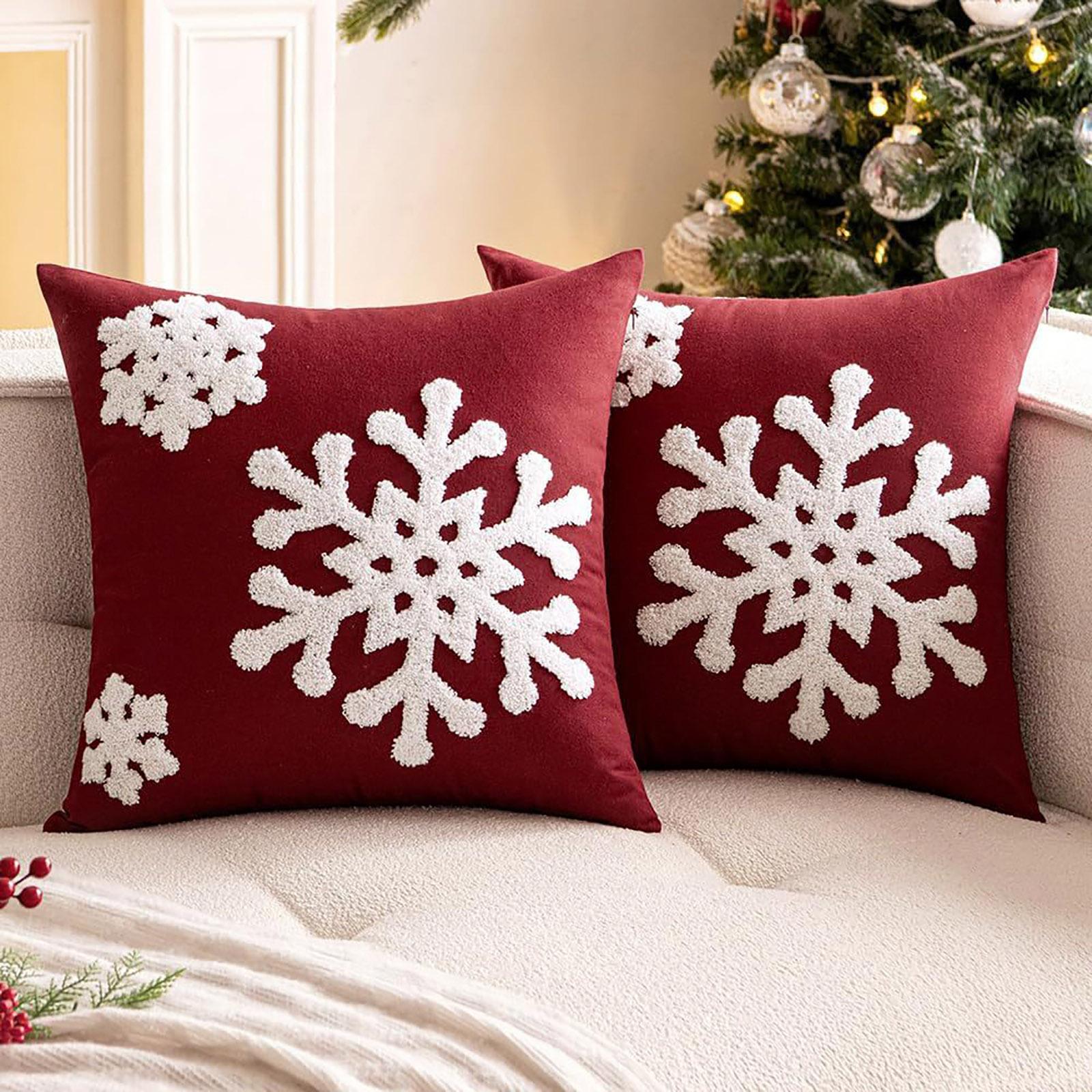 Christmas Throw Pillow Cover 18 X 18 Inch Velvet Pillow Case Merry Christmas Party Decor Pillowcase Microfiber Pillowcases