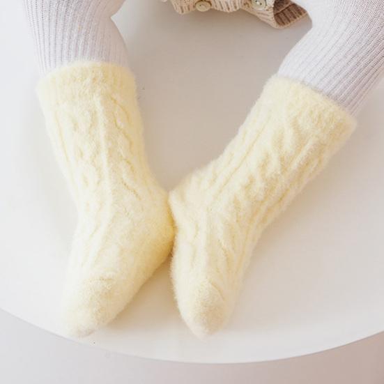 1 Pair Winter Warm Baby Mid Tube Socks Thick Soft Toddler Socks with Non-Slip Stretchy Kids Mid-Crew Thermal Socks