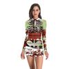 New Halloween D print long-sleeved tight dress European and American hot girl style sexy party dress