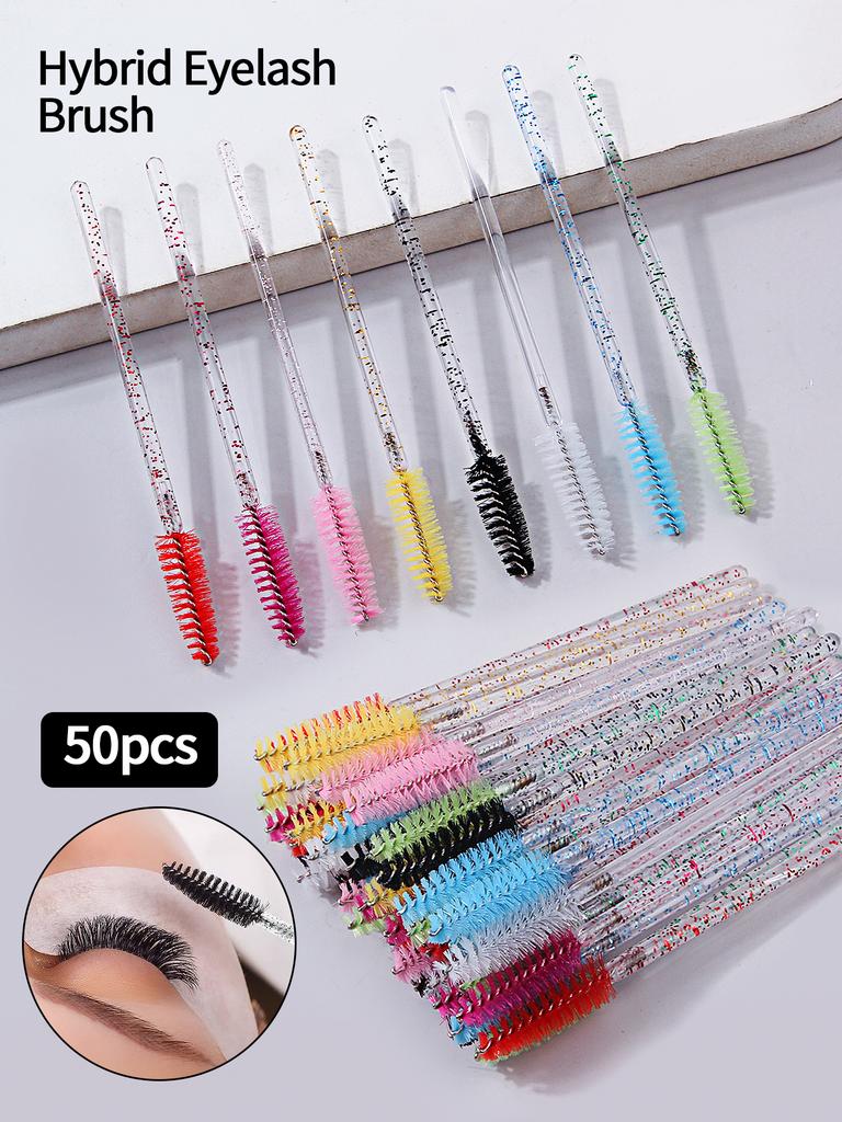 50 Pcs Color Mascara Brush, Professional Eye Makeup Brush, Mascara Brush, Easy To Clean, Reusable, Multi-functional Makeup Tool
