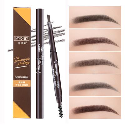 Three-dimensional Multi-effect Eyebrow Pencil Double-headed Triangle Word Beginner Eyebrow Pencil Is Not Easy To Smudge Makeup Pencil
