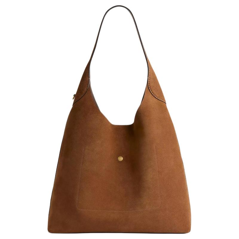 Coach Brooklyn 39 Logo Charm Magnetic Snap Closure Suede Hobo Bag Hand Shoulder Bag Large Women's Cedar