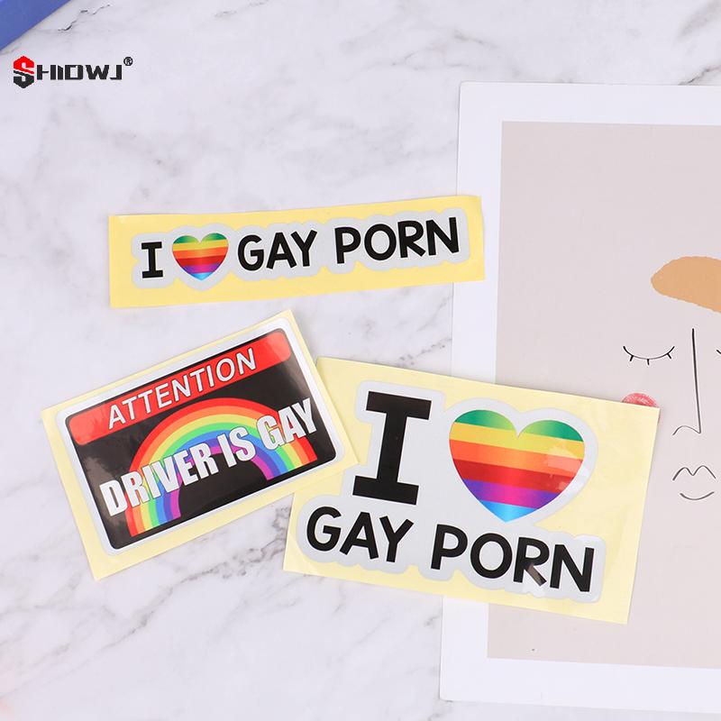 I LOVE GAY PORN Car Stickers Funny LGBTQ Rainbow Decoration Warning Reflective Decal Personality Trunk Bumper Sticker