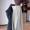 Pantaloni larghi a righe da donna comodi con tessuto misto lana per un look casual primaverile