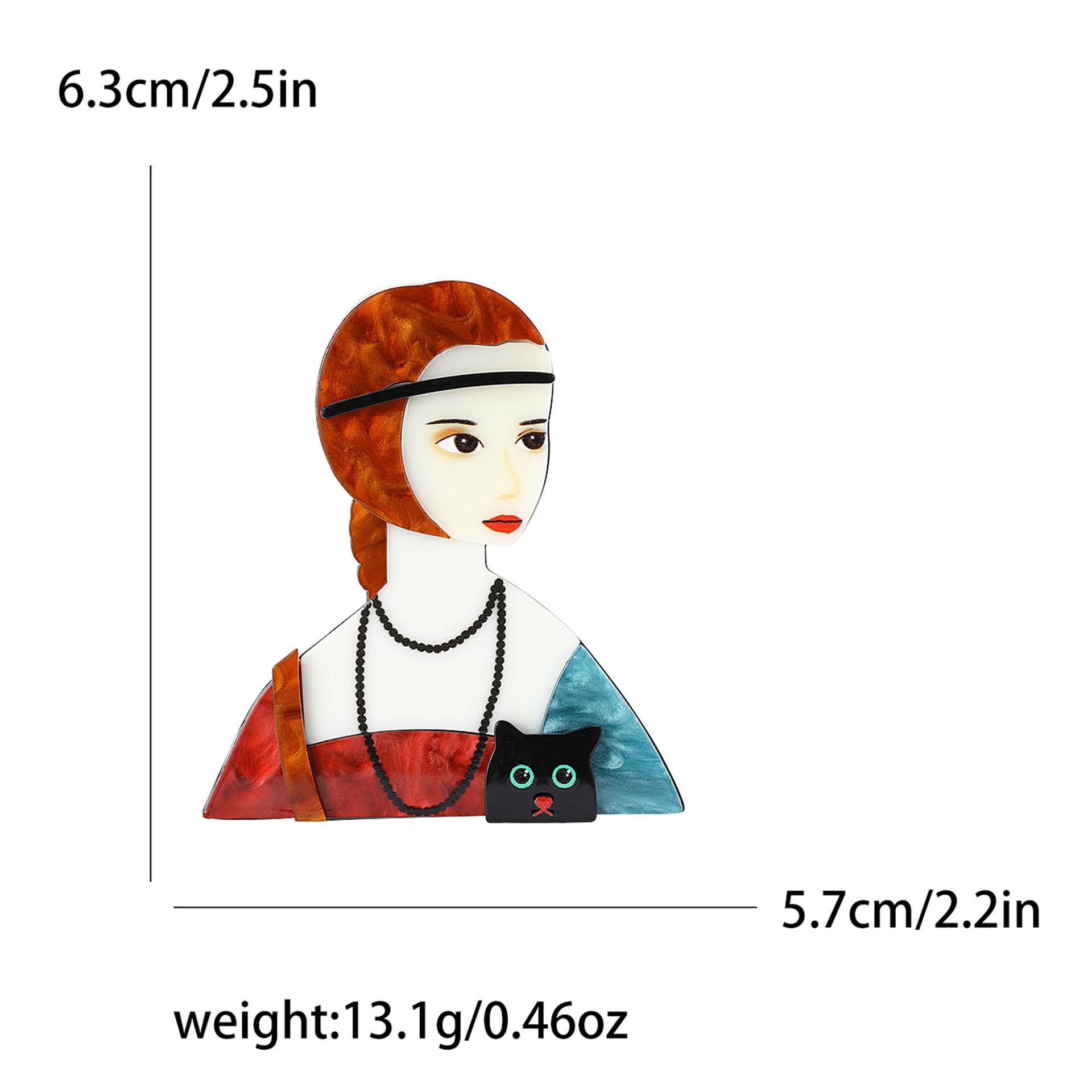 

Мультяшная акриловая брошь в виде кошки-девушки, персонализированный креативный женский костюм, кардиган, корсаж, ювелирное украшение, булавка