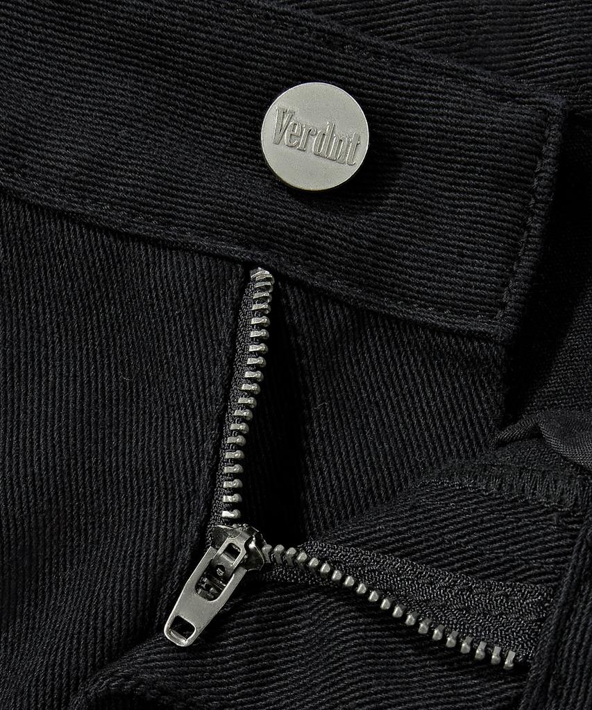 Beodeonteu Curved Cut Multi-Dart Wide Twill Pants [Black]