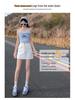 Women's High Waist White Denim Midi Skirt - Summer 2025 A-Line Bodycon Skirt with Anti-Exposure Design
