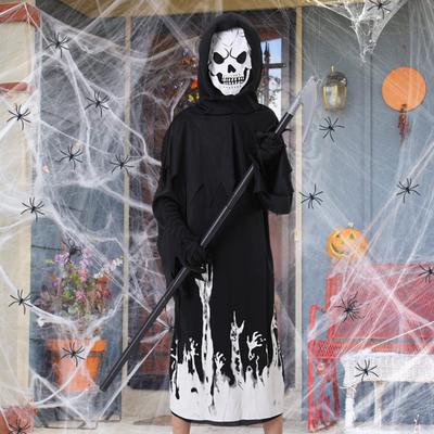 Halloween Grim Reaper Costume for Kids Glow-in-the-Dark Cosplay Outfit with Scythe for Halloween Parties Dress-Up