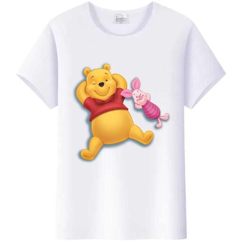 Y2K Tshirt Kawaii Clothes Tops Unisex Cartoon Winnie The Pooh Tigger Graphic T-shirt Summer Blouses White Tees