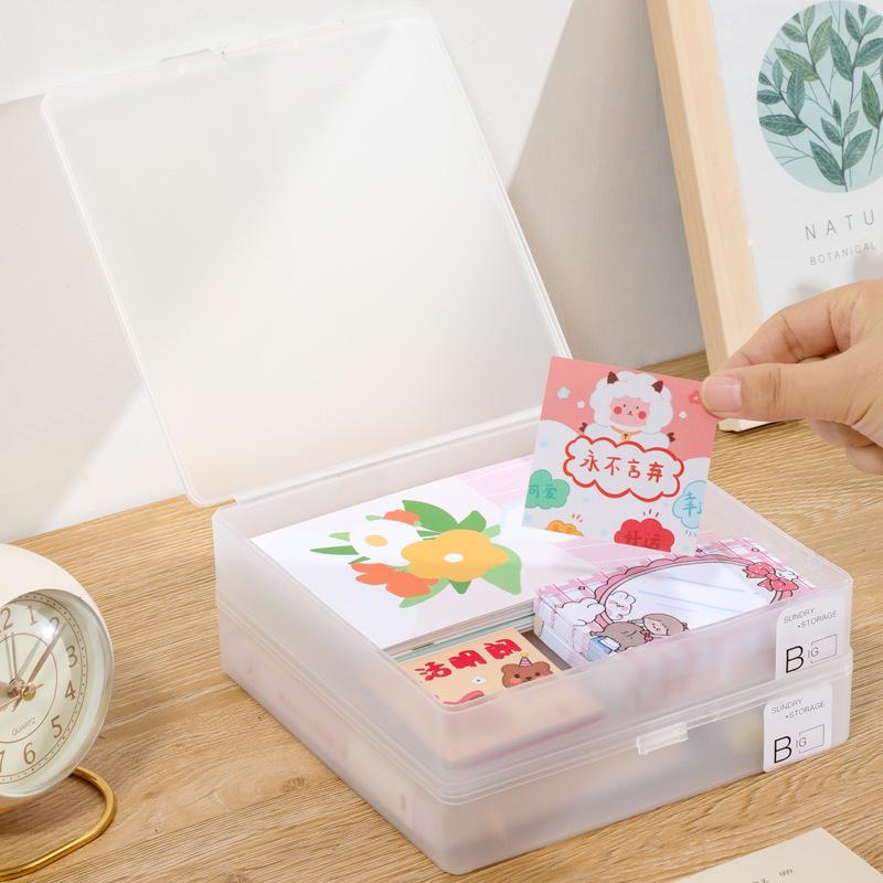 Storage Box Plastic Desktop Transparent Plastic Empty Box Small Square Box Portable Business Card Case Card Organizer Box Jewelry Box