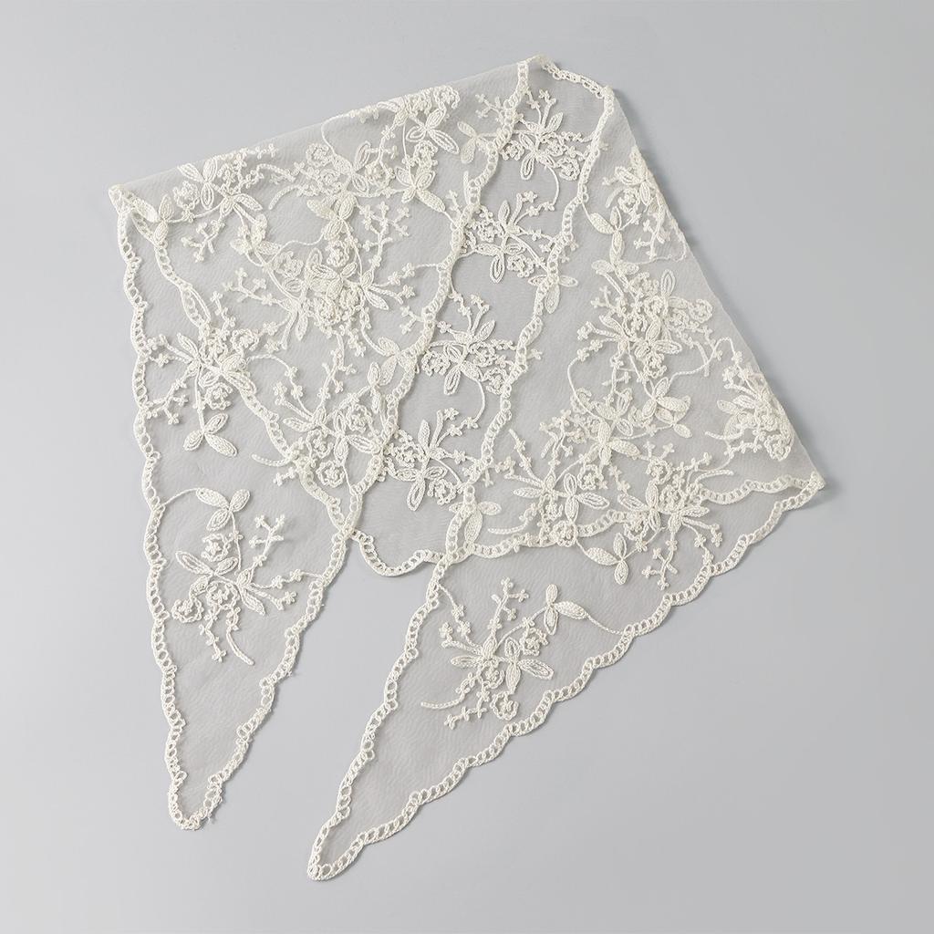 Eleganter Spitzenschal Aushöhlmuster Stickerei Foulard Bandana Einfarbig Dreieckstuch Dünne Vintage Taschentücher für Haare Frau