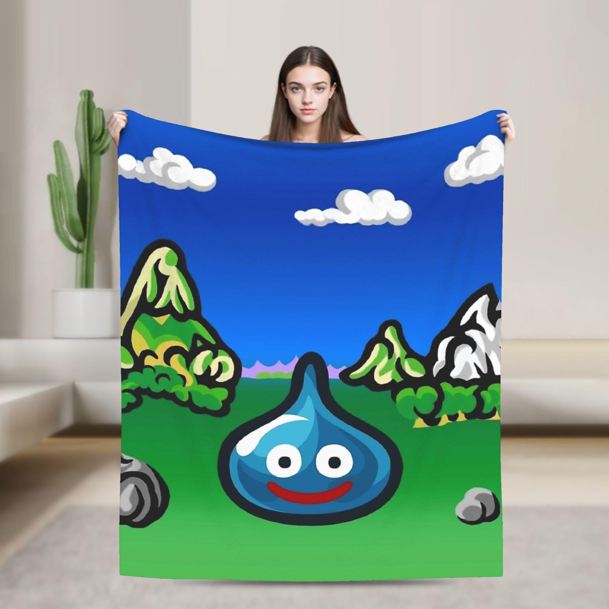 

Dragon Quest Slime Face Blanket Quality Super Soft Throw Blanket Winter Airplane Travel Bedroom Novelty Bedspread 30x40in
