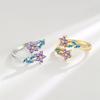 Charme Weiblich Regenbogen Zirkonstein Blatt Blume Verstellbar Offener Ring Gold Silber Farbe Niedliches Geschenk Hochzeits Schmuck Für Frauen