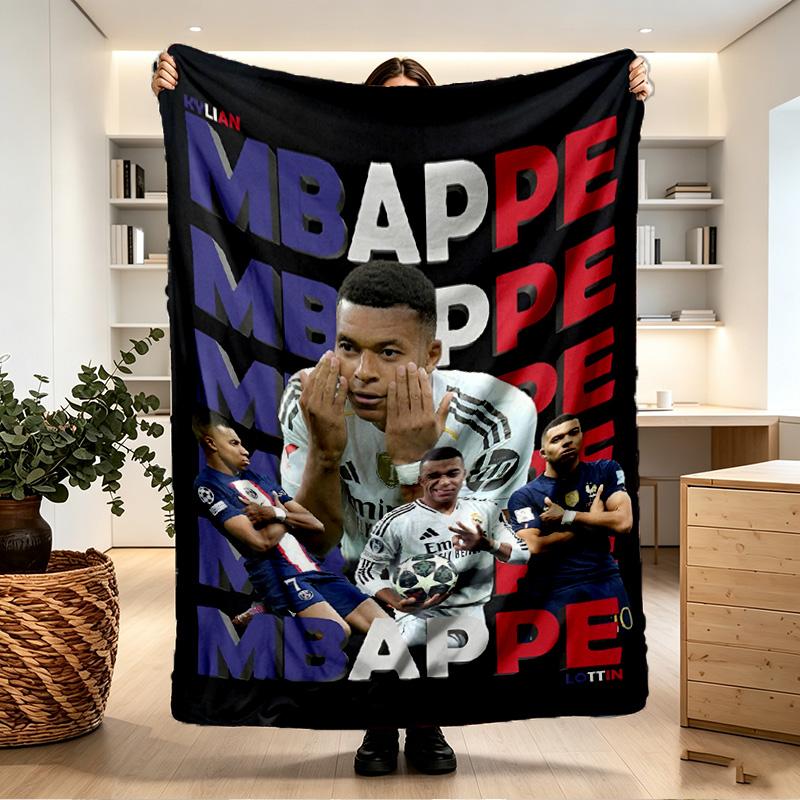 Kylian Mbappe Print Blanket - Soft & Comfortable, for Bedroom, Travel, Sofa, Home Decoration - Birthday Christmas Gift for Friend