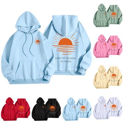 Damenmode Damen Leichter Langarmpullover mit Taschen Preppy Graphic Hoodie