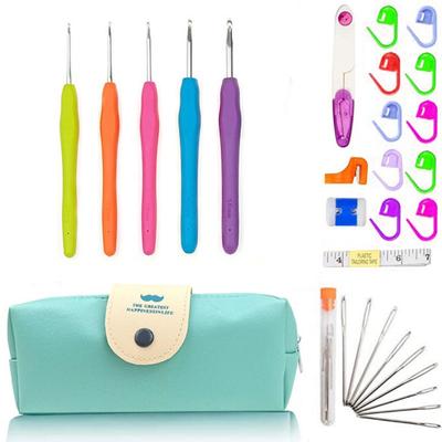 Ergonomic Handles Crochet Hooks Set 5/9/12Size with Storage Case Crochet Kit Soft Handles 2-8mm Crochet Needle Kit Beginners