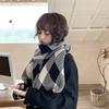 Korean version of the new rhombus plaid thickened wool scarf for women's autumn and winter versatile couple double-sided knitted scarf to keep warm