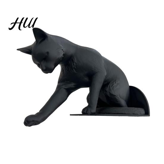 Industrial Style Bookshelf Accessory Cat Bookend Stand Matte Black Paw Design Stable Non-Slip Book PLA Material Decorative Desktop Organizer A