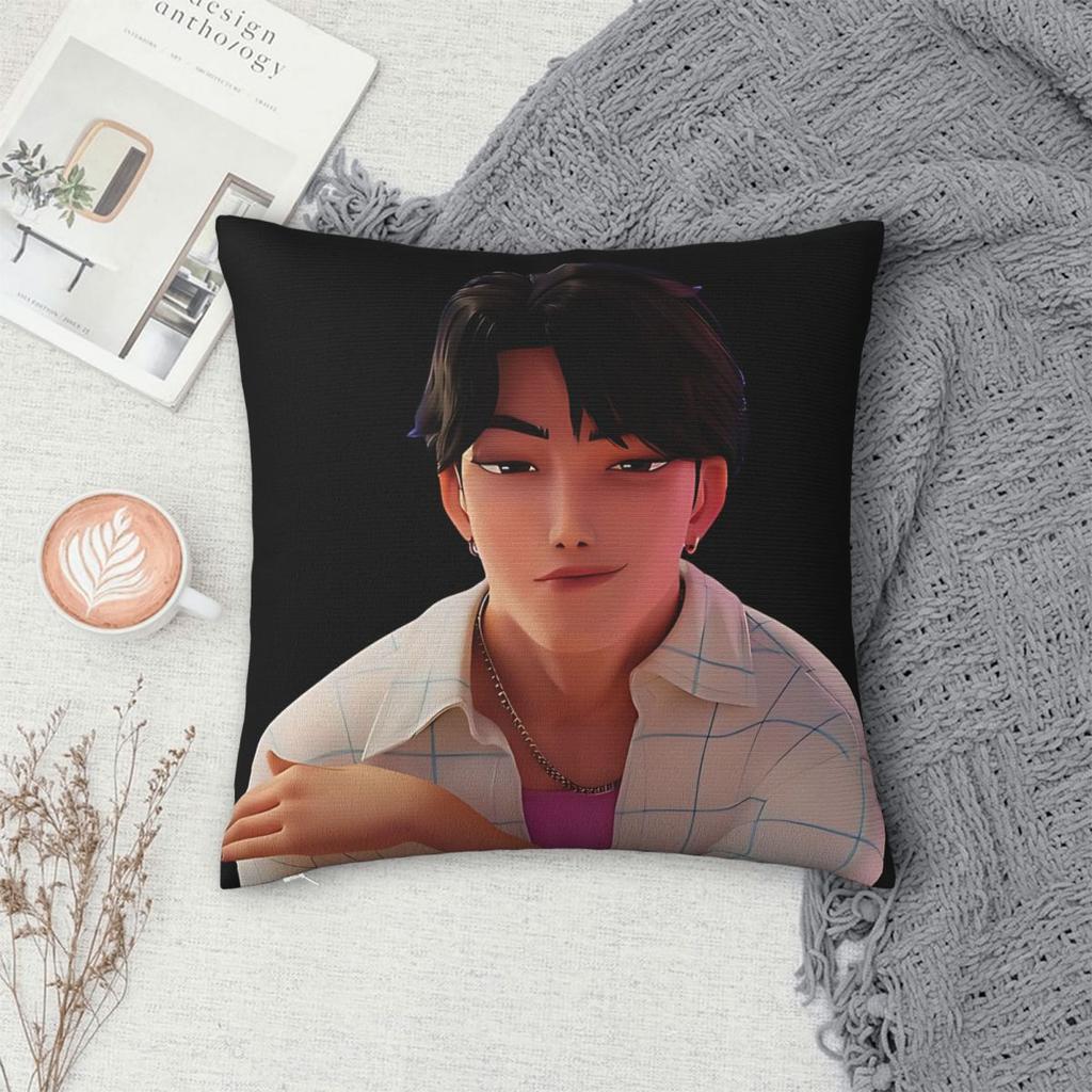 JINU Saja Boys Kpop Demon Hunters Poster Pillowcase Soft Cushion Cover Decor Throw Pillow Case Cover Chair Square 45*45cm